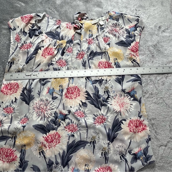 LC Lauren Conrad Large Floral Tie-Neck Cap Sleeve Top - White, Pink & Navy - Picture 5 of 10